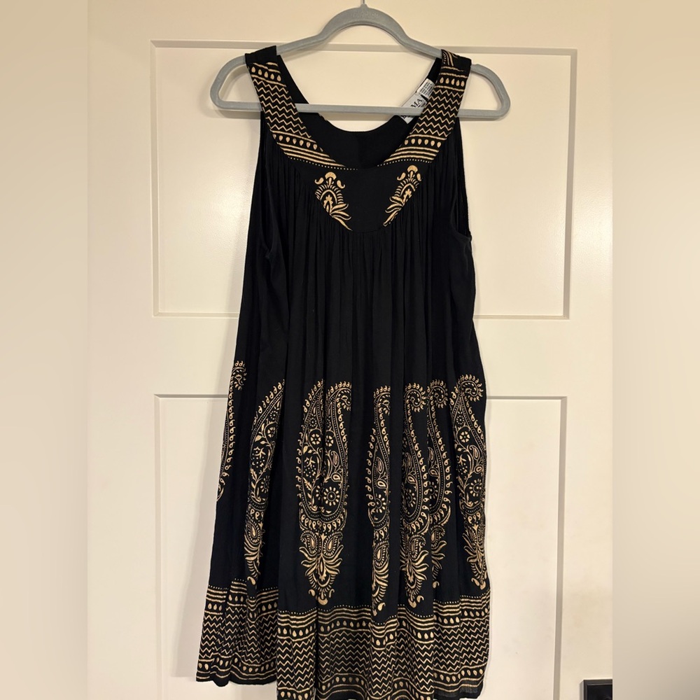 BELMA New York Black and Gold Gorgeous Print Sun Dress